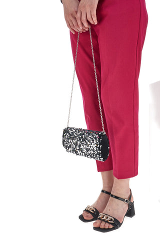 Coveri Collection Sera Schwarze Pailletten-Clutch