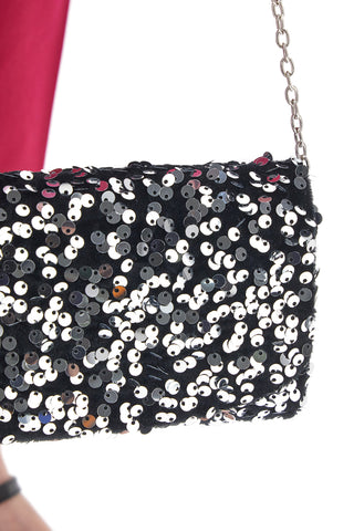 Coveri Collection Sera Schwarze Pailletten-Clutch