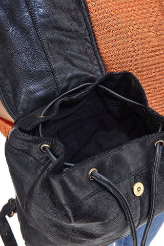 Zaino Nero in Vera Pelle con Trama Intrecciata ROUTE 66 61793/OLDR