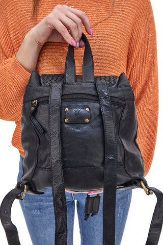 Zaino Nero in Vera Pelle con Trama Intrecciata ROUTE 66 61793/OLDR