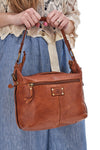 Borsa A Spalla Marrone in Vera Pelle con Tasca Frontale ROUTE 66 61906