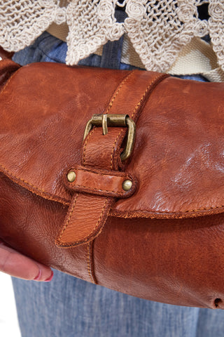 100 % echtes Leder, braune Umhängetasche ROUTE 66 61909