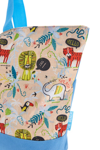 Mehrfarbige Strandtasche mit lustigen Strandtieren 21R02
