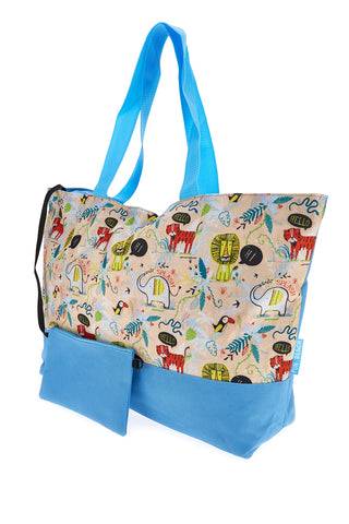 Mehrfarbige Strandtasche mit lustigen Strandtieren 21R02