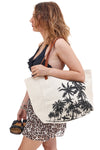 Weiße Strandtasche mit schwarzen Palmen Fun Beach Y006