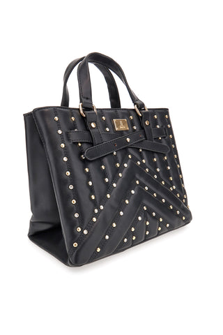 Schwarze Tasche mit Nieten und abnehmbarem Schultergurt Lancetti CLASH