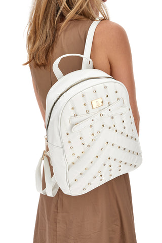 Zaino Bianco Con Borchie Oro Lancetti Clash 260-3