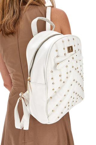 Weißer Rucksack mit goldenen Nieten Lancetti Clash 260-3