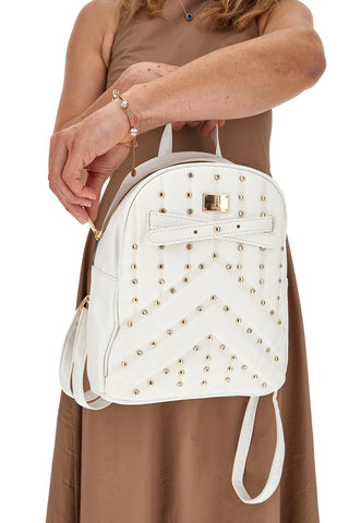 Weißer Rucksack mit goldenen Nieten Lancetti Clash 260-3
