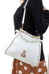 Weiße Umhängetasche mit goldenen Details Lancetti Bros 106-2