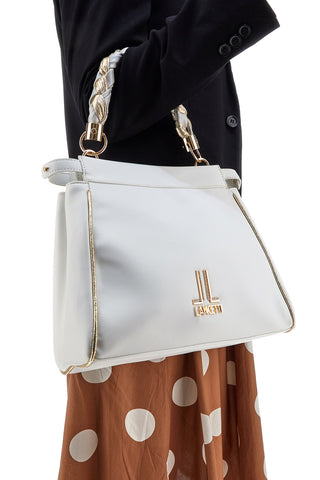 Weiße Umhängetasche mit goldenen Details Lancetti Bros 106-2