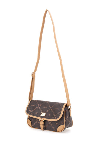 Braune Umhängetasche mit goldenen Lanzettendetails 258-5