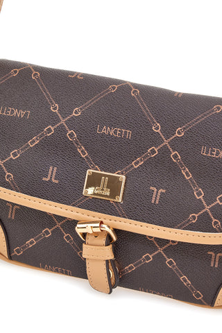 Braune Umhängetasche mit goldenen Lanzettendetails 258-5