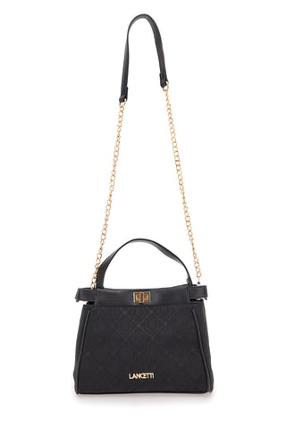 Schwarze Tasche mit Schultergurt und Lancetti Seyla-Kette