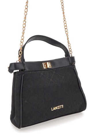 Schwarze Tasche mit Schultergurt und Lancetti Seyla-Kette