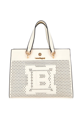 Cremeweiße Tasche mit abnehmbarem Schultergurt Laura Biagiotti EMBARK