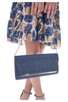 Elegante Clutch aus denimfarbenem Stoff Coveri Collection 0189