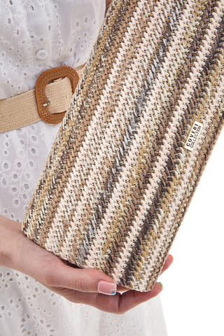 Clutch Elegante in Rafia Beige Coveri Collection 0189