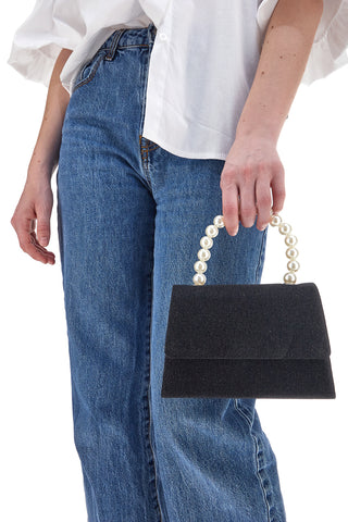Schwarze Minitasche mit Perlengriff Coveri Collection 0189/24