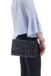 Satinschwarze Clutch mit Schultergurt Coveri Collection 0189