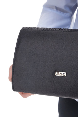 Satinschwarze Clutch mit Schultergurt Coveri Collection 0189