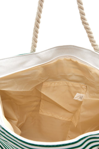 Borsa Mare Bianca e Verde A Righe Fun Beach XI Y005