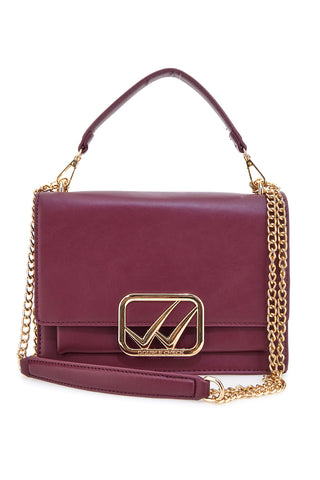 Mini Borsa a Tracolla Bordeaux con dettagli Dorati e Manico Rimovibile Double Check 18244-1