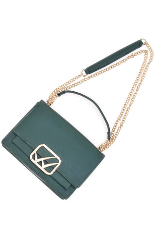 Borsa a Tracolla Verde con dettagli Dorati e Manico Rimovibile Double Check 18244-4