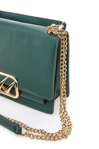 Borsa a Tracolla Verde con dettagli Dorati e Manico Rimovibile Double Check 18244-4