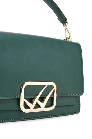 Borsa a Tracolla Verde con dettagli Dorati e Manico Rimovibile Double Check 18244-4