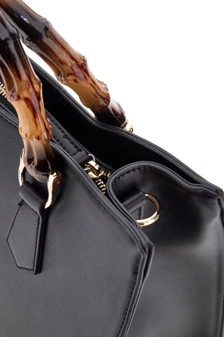 Schwarze Umhängetasche mit goldenen Double Check 18247-3