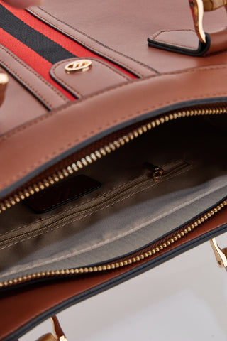 Borsa a Spalla Cuoio con dettagli Dorati Double Check 18247-3