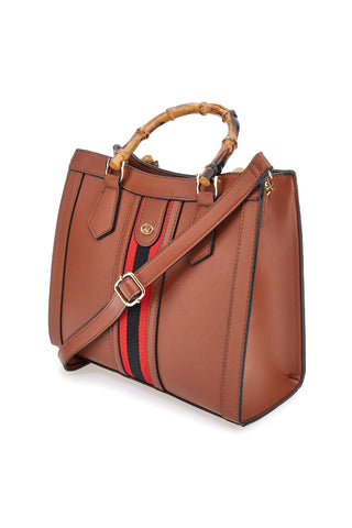 Borsa a Tracolla Cuoio con dettagli Dorati e Manico Rimovibile Double Check 18244-4