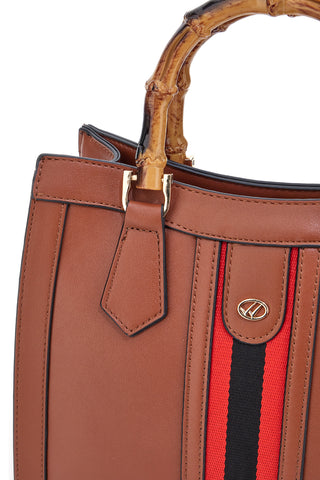 Borsa a Tracolla Cuoio con dettagli Dorati e Manico Rimovibile Double Check 18244-4