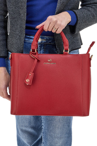 Rote Mini-Umhängetasche mit goldenen Details und abnehmbarem DOUBLE CHECK 18247-3