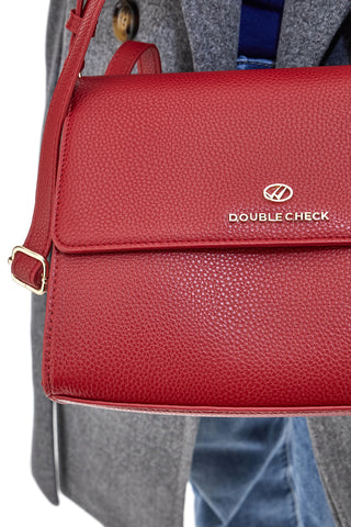 Borsa a Tracolla Rossa con dettagli Dorati Double Check 1824C
