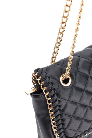 Borsa a tracolla Nera Trapuntata con Catena Dorata Lancetti 25S-259-3