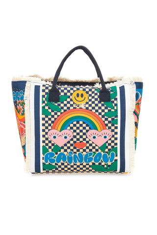 Borsa mare multicolor con stampa arcobaleno e dettagli pop Basile CLASSBA23621