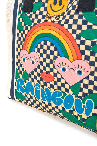 Borsa mare multicolor con stampa arcobaleno e dettagli pop Basile CLASSBA23621