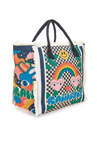 Borsa mare multicolor con stampa arcobaleno e dettagli pop Basile CLASSBA23621