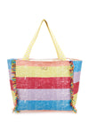 Borsa mare multicolor a righe con frange Basile 22172