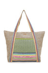 Beige Tasche mit farbigen Einsätzen und mehrfarbigen Griffen Basile BA22101