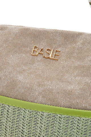 Beige Tasche mit farbigen Einsätzen und mehrfarbigen Griffen Basile BA22101