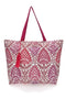 Borsa bianca e fuxia con fantasia geometrica e nappina Basile BA22152