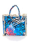Borsa mare multicolor con frange e fantasia animalier Basile BA24611