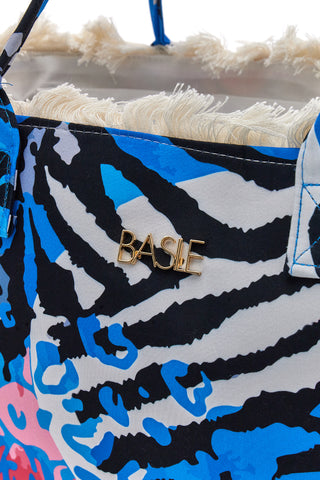 Borsa mare multicolor con frange e fantasia animalier Basile BA24611