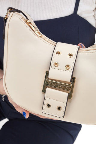 Cremefarbene Umhängetasche mit Schnalle GUIDO VIETRO K30.365.B012