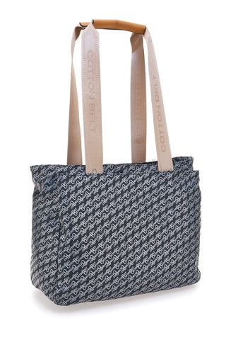 Schwarze Tasche mit Monogramm-Print und Stoffgriffen Cotton Belt K19038B001