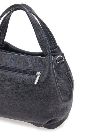 Schwarze Handtasche mit abnehmbarem Schultergurt, 100 % echtes Leder, neue Tasche 304