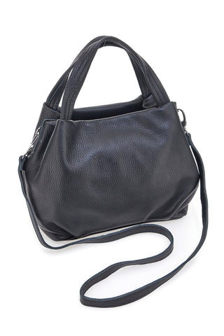 Schwarze Handtasche mit abnehmbarem Schultergurt, 100 % echtes Leder, neue Tasche 304
